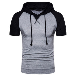 Men'S Raglan Sleeve Design Hooded Short Sleeve T-Shirt