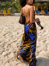 Load image into Gallery viewer, Women Beach Print Sling Backless Maxi Dress