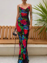 Load image into Gallery viewer, Women Beach Floral Sling Backless Maxi Dress