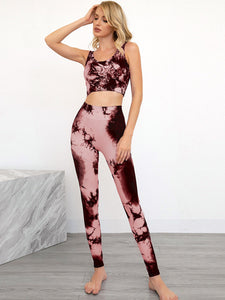 Quick-Drying Tie-Dye Yoga Sports Bra Pants Suit