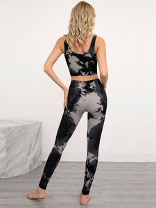 Quick-Drying Tie-Dye Yoga Sports Bra Pants Suit