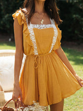 Load image into Gallery viewer, Casual Square Neck Lace Stitching Jumpsuit