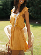 Load image into Gallery viewer, Casual Square Neck Lace Stitching Jumpsuit