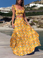 Load image into Gallery viewer, Women Bohemian Sexy Print Sleeveless Skirt Two Piece Set