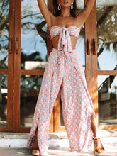 Load image into Gallery viewer, Women Beach Holiday Floral Tube Top Loose Pant Two Piece Set