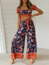 Load image into Gallery viewer, Women Bohemian Floral Top Loose Pant Two Piece Set