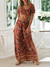 Load image into Gallery viewer, Women Bohemian Floral Top Loose Pant Two Piece Set