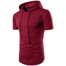 Load image into Gallery viewer, Men&#39;S Casual Solid Color Slim-Fit Hooded Short-Sleeved T-Shirt