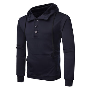 Pure Color Lapel Casual Slim Men'S Hooded T-Shirt