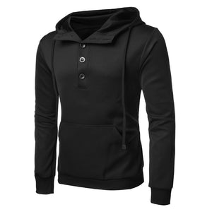 Pure Color Lapel Casual Slim Men'S Hooded T-Shirt