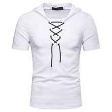 Load image into Gallery viewer, Men&#39;S Loose Shoes Collar Short Sleeve Hooded T-Shirt