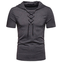 Load image into Gallery viewer, Men&#39;S Loose Shoes Collar Short Sleeve Hooded T-Shirt