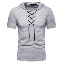 Load image into Gallery viewer, Men&#39;S Loose Shoes Collar Short Sleeve Hooded T-Shirt