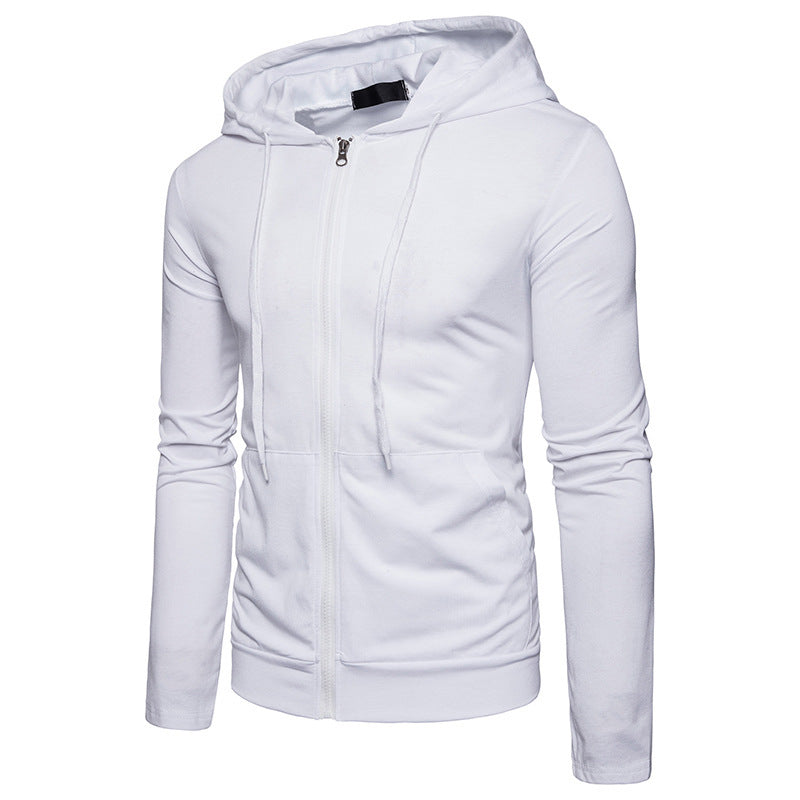 Men'S Casual Solid Color Slim-Fit Hooded Long-Sleeved Sports T-Shirt