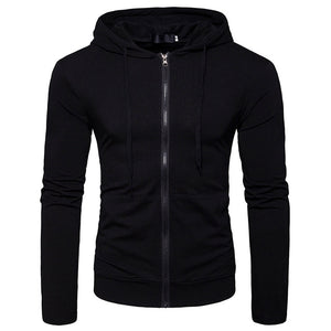 Men'S Casual Solid Color Slim-Fit Hooded Long-Sleeved Sports T-Shirt