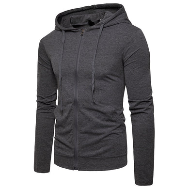 Men'S Casual Solid Color Slim-Fit Hooded Long-Sleeved Sports T-Shirt