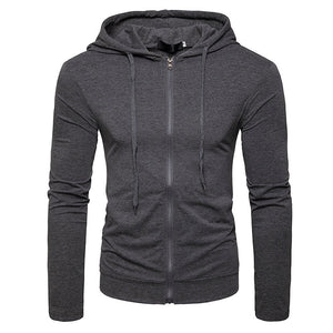 Men'S Casual Solid Color Slim-Fit Hooded Long-Sleeved Sports T-Shirt