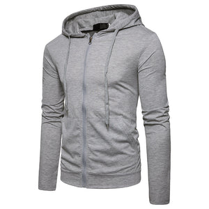 Men'S Casual Solid Color Slim-Fit Hooded Long-Sleeved Sports T-Shirt