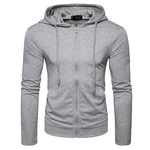 Men'S Casual Solid Color Slim-Fit Hooded Long-Sleeved Sports T-Shirt