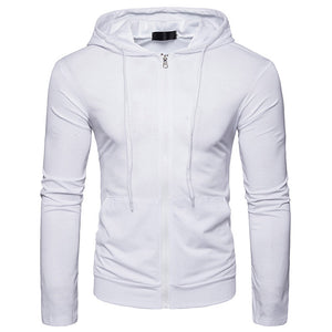 Men'S Casual Solid Color Slim-Fit Hooded Long-Sleeved Sports T-Shirt