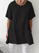 Load image into Gallery viewer, Women's Short Sleeve Round Neck Top Casual Solid Color T-shirt