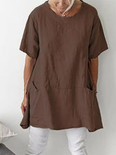 Load image into Gallery viewer, Women's Short Sleeve Round Neck Top Casual Solid Color T-shirt