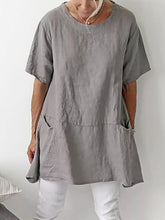 Load image into Gallery viewer, Women's Short Sleeve Round Neck Top Casual Solid Color T-shirt