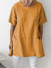 Load image into Gallery viewer, Women's Short Sleeve Round Neck Top Casual Solid Color T-shirt