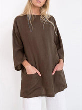 Load image into Gallery viewer, Women's Solid Color Trumpet Sleeve Round Neck Casual Loose Top