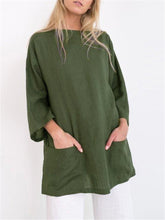 Load image into Gallery viewer, Women's Solid Color Trumpet Sleeve Round Neck Casual Loose Top