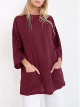 Load image into Gallery viewer, Women's Solid Color Trumpet Sleeve Round Neck Casual Loose Top