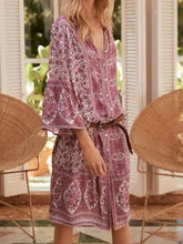 Load image into Gallery viewer, Bohemian Retro Print Split Holiday Casual Dress