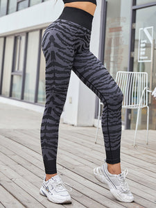 Sports Print Striped Leggings Yoga Pants for Women