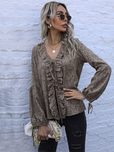 Load image into Gallery viewer, Loose Leopard Print V-neck Chiffon Bottoming Shirt