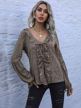 Load image into Gallery viewer, Loose Leopard Print V-neck Chiffon Bottoming Shirt