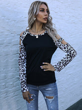 Load image into Gallery viewer, Leopard Print Strapless Cutout Long Sleeve Shirt