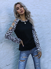Load image into Gallery viewer, Leopard Print Strapless Cutout Long Sleeve Shirt