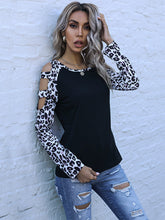 Load image into Gallery viewer, Leopard Print Strapless Cutout Long Sleeve Shirt
