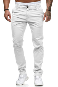 Men'S Slim Youth Solid Color Casual Trousers