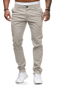 Men'S Slim Youth Solid Color Casual Trousers