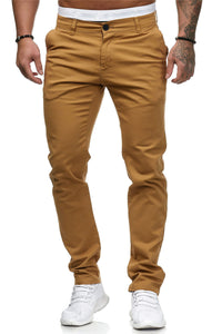 Men'S Slim Youth Solid Color Casual Trousers