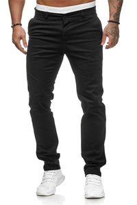 Men'S Slim Youth Solid Color Casual Trousers