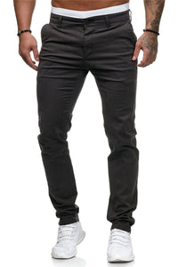 Men'S Slim Youth Solid Color Casual Trousers