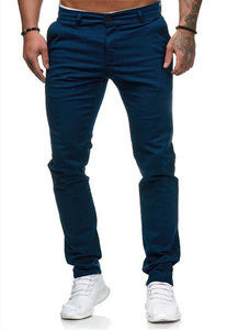 Men'S Slim Youth Solid Color Casual Trousers