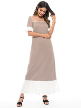 Load image into Gallery viewer, Ruffle Stitching Striped Round Neck Dress