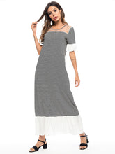 Load image into Gallery viewer, Ruffle Stitching Striped Round Neck Dress