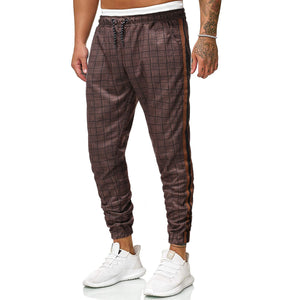 Check Print Casual Waist Drawstring Trousers