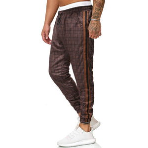 Check Print Casual Waist Drawstring Trousers