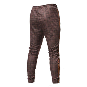 Check Print Casual Waist Drawstring Trousers