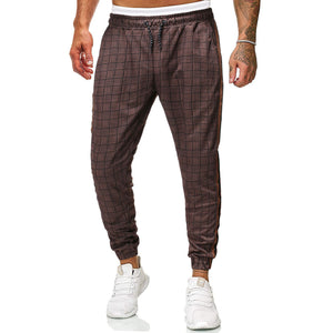 Check Print Casual Waist Drawstring Trousers